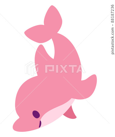 海豚向下游泳的變形插圖(粉紅色) 海豚向下游泳的變形插圖(粉紅色) 88187236