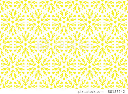 Abstract geometric pattern with lines, snowflakes. A seamless vector background. White and yellow texture. Graphic modern pattern Abstract geometric pattern with lines, snowflakes. A seamless vector background. White and yellow texture. Graphic modern pattern 88187242