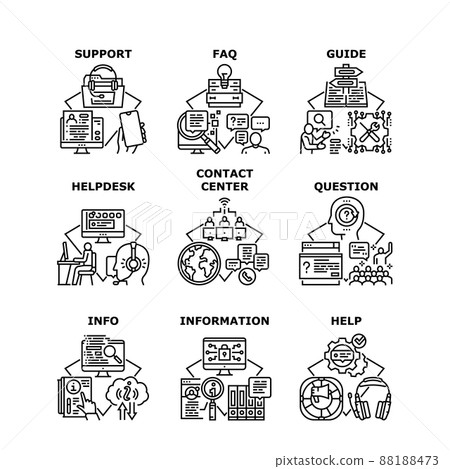 Contact Center Set Icons Vector Illustrations Contact Center Set Icons Vector Illustrations 88188473
