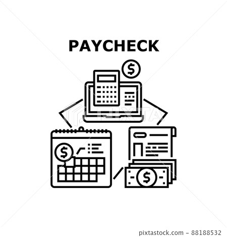 Paycheck For Pay Vector Concept Black Illustration - Stock Illustration ...