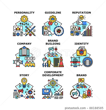 Brand Building Set Icons Vector Illustrations 88188585