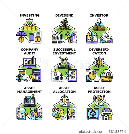Asset Management Set Icons Vector Illustrations Asset Management Set Icons Vector Illustrations 88188754