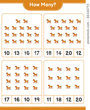 Counting game, how many Rocking Horse. Educational children game, printable worksheet, vector illustration Counting game, how many Rocking Horse. Educational children game, printable worksheet, vector illustration 88188755
