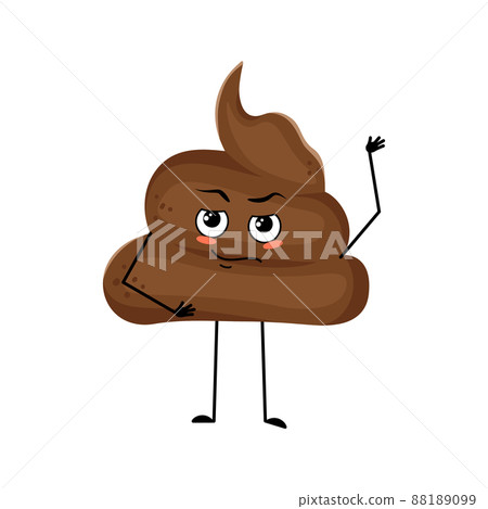 Cute shit character with emotions, face, arms and legs. The funny or proud, domineering turd with eyes. Vector flat illustration Cute shit character with emotions, face, arms and legs. The funny or proud, domineering turd with eyes. Vector flat illustration 88189099