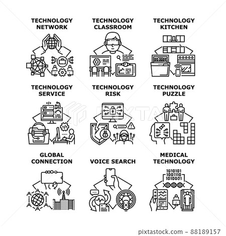 Technology Service Set Icons Vector Illustrations Technology Service Set Icons Vector Illustrations 88189157