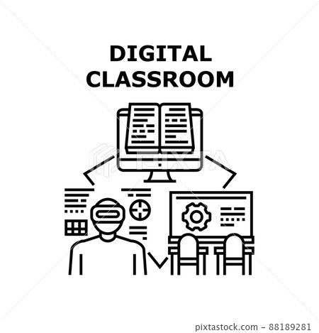 Digital Classroom Vector Concept Black... - Stock Illustration ...