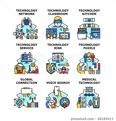Technology Service Set Icons Vector Illustrations 88189423