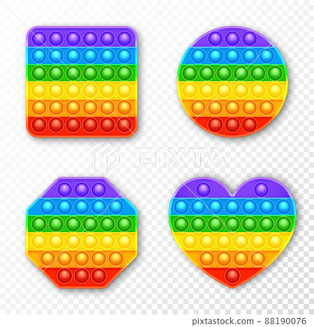 Colorful silicone anti-stress pop it toy. Trendy sensory game for children. Rainbow push pop fidget 88190076