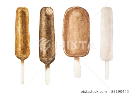 Watercolor drawing ice creams set on white background. 88190443
