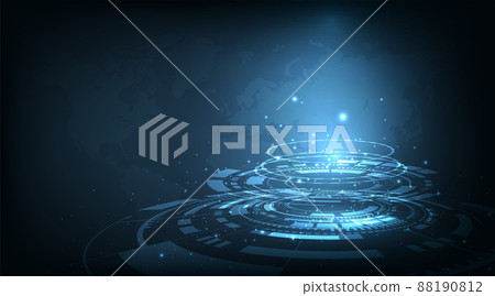 Futuristic perspective high tech circular background. Futuristic perspective high tech circular background. 88190812