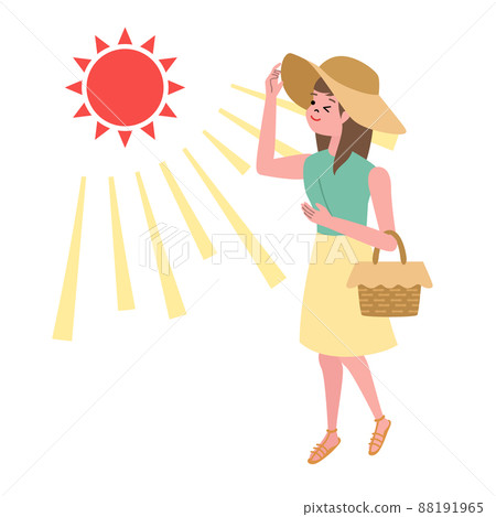 Illustration of a woman wearing a hat Illustration of a woman wearing a hat 88191965