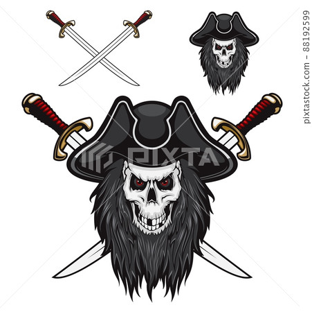 Pirates t-shirt prints merry roger skull emblems Vector Image