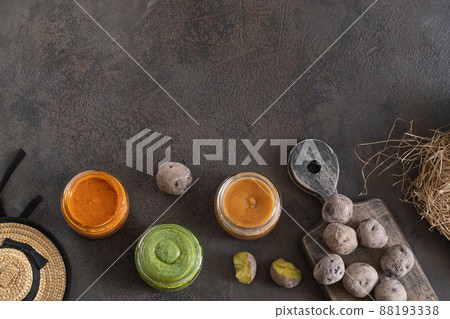 Three sauces and potatoes Three sauces and potatoes 88193338