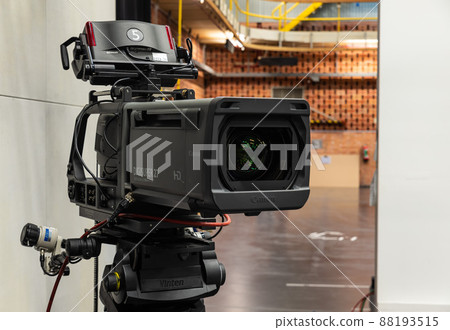 Schaerbeek, Brussels Capital Region, Belgium -  A Grasse Valley Thompson broadcasting camera with a Digisuper Canon lens 88193515