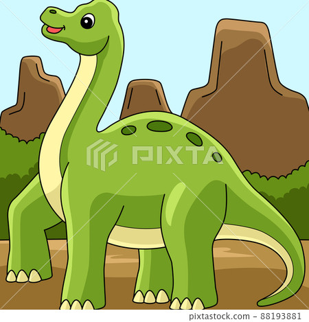 Brachiosaurus Dinosaur Animal Colored Cartoon  88193881