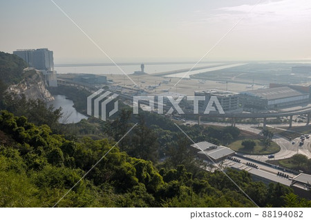 High angle view of the Macau International Airport High angle view of the Macau International Airport 88194082