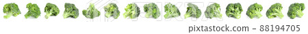 Collage of fresh green broccoli isolated on white 88194705