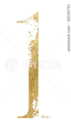 Golden glitter number 1 with dispersion effect isolated illustration 88194781