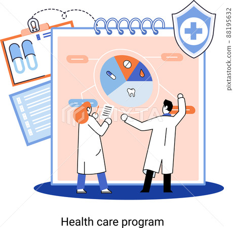 Health care program, online medical services, protection medicine, medical insurance, telemedicine metaphor 88195632
