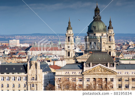 Budapest cityscape as seen from Gellert Hill. Hungary 88195834