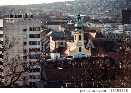 Our Lady of the Snows Parish Church formerly called as the Blood Chapel and Buda cityscape Our Lady of the Snows Parish Church formerly called as the Blood Chapel and Buda cityscape 88195838