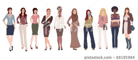 Isolated group diversity women and girls. Full length multicultural and multiethnic women. Female social community. Racial equality. Allyship. Empowerment. Colleagues or co-workers Isolated group diversity women and girls. Full length multicultural and multiethnic women. Female social community. Racial equality. Allyship. Empowerment. Colleagues or co-workers 88195984