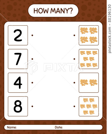How many counting game with ginger. worksheet for preschool kids, kids activity sheet, printable worksheet 88196130