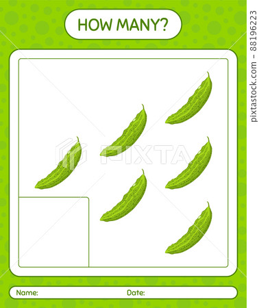 How many counting game with bitter melon. worksheet for preschool kids, kids activity sheet, printable worksheet 88196223