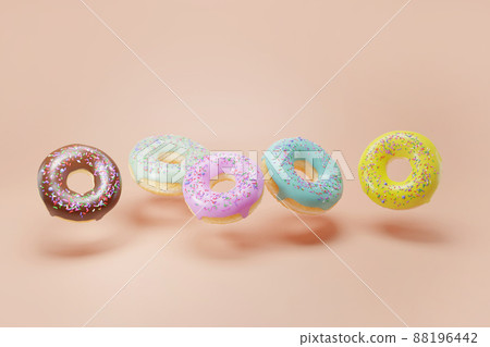 3d render of glazed donut with sweet sprinkle 88196442
