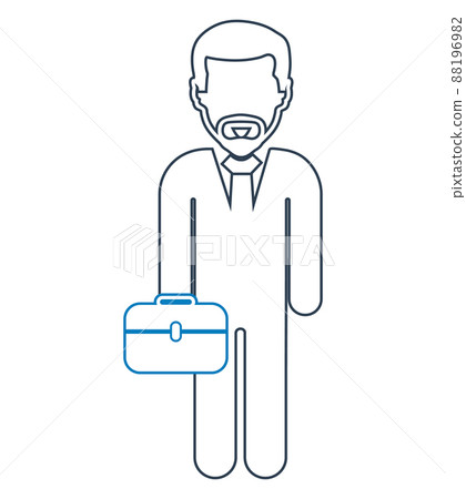 Businessman line Icon with briefcase on hand.... - Stock Illustration ...