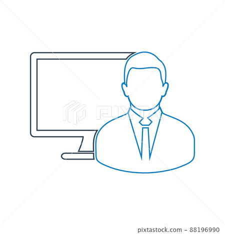 Computer User Icon. Line style vector EPS. - Stock Illustration ...