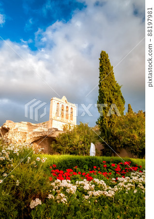 View of medieval abbay of Bellapais. Kyrenia District, Cyprus 88197981