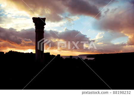 Silhouette of an ancient Kourion. Limassol District, Cyprus Silhouette of an ancient Kourion. Limassol District, Cyprus 88198232
