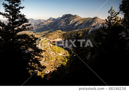 Kyrenia Mountain Range and road to St Hilarion Castle. Kyrenia District, Cyprus 88198238