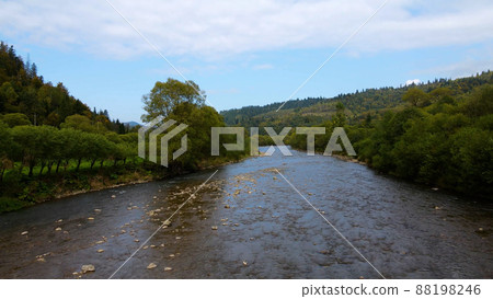 Wide river in the mountains. Nature Ukraine Wide river in the mountains. Nature Ukraine 88198246
