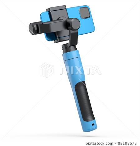 Realistic smartphone with blank white screen and selfie stick isolated on white Realistic smartphone with blank white screen and selfie stick isolated on white 88198678