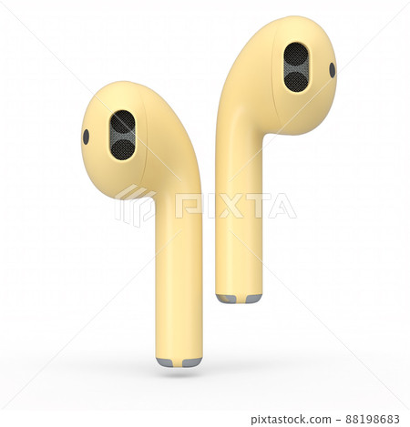 Wireless bluetooth yellow headphones isolated on white background Wireless bluetooth yellow headphones isolated on white background 88198683