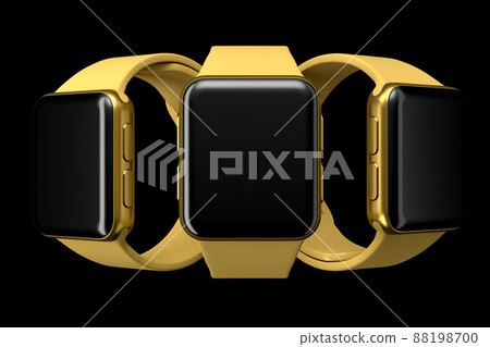Set of smart watches or fitness tracker on black background. 88198700