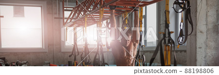 Athletic strong man training in the gym 88198806