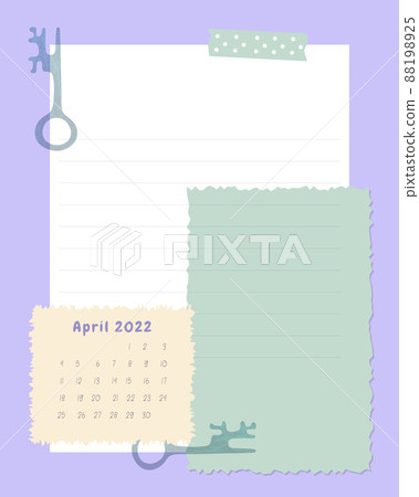 Collage Calendar April 2022 To do list , planner note-taking , openwork frame , key , ideas, plans, reminders. 88198925