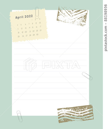 Collage Calendar April 2022 To do list , planner note-taking , openwork frame , stamp , ideas, plans, reminders. 88198936