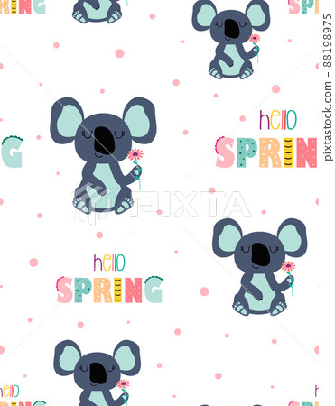 cartoon seamless pattern with cute funny koala 88198975