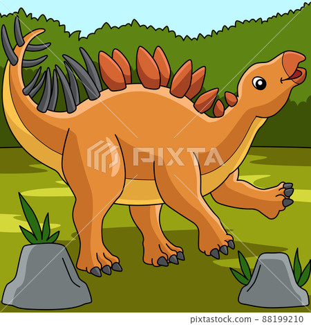 Kentrosaurus Dinosaur Colored Cartoon Illustration 88199210