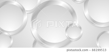 Grey silver geometric tech background with glossy rings 88199513
