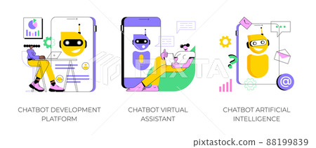 Chatbot programming abstract concept vector illustration set. Chatbot development platform, virtual assistant and Artificial Intelligence, wireframe, machine learning service abstract metaphor. Chatbot programming abstract concept vector illustration set. Chatbot development platform, virtual assistant and Artificial Intelligence, wireframe, machine learning service abstract metaphor. 88199839