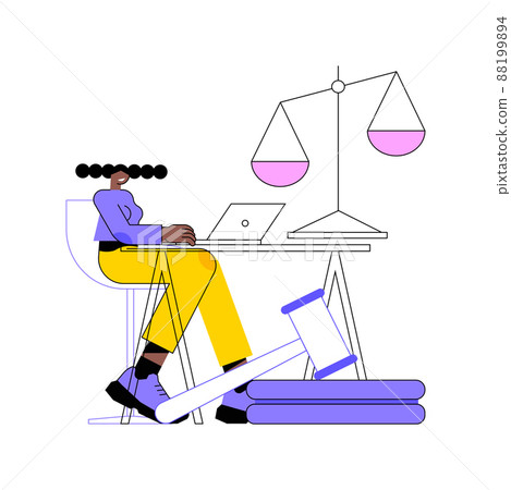 Paralegal services abstract concept vector illustration. Delegated legal work, organizing files, drafting documents, legal research, law firm, write report, litigation abstract metaphor. 88199894