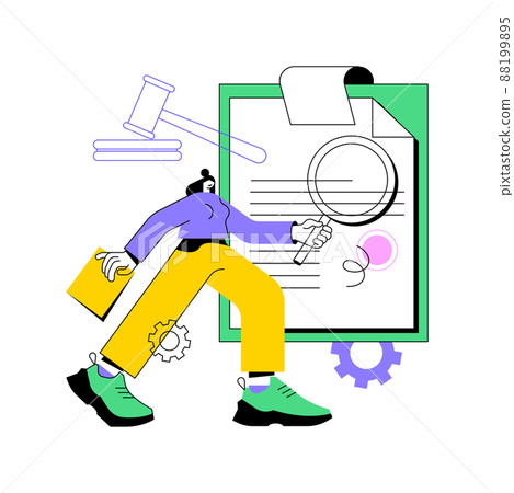 Legal research abstract concept vector illustration. Legal precedent, decision making, data collection, judge decision, statutes and regulations, jurisprudence, law dictionary abstract metaphor. 88199895