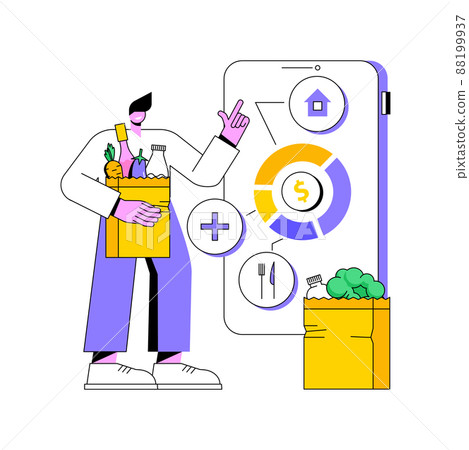 Domestic consumption abstract concept vector illustration. Gross domestic consumption of resources, local distribution, economics, internal use, products sold inside country abstract metaphor. 88199937