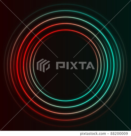 Blue and red neon circles abstract futuristic... - Stock Illustration ...