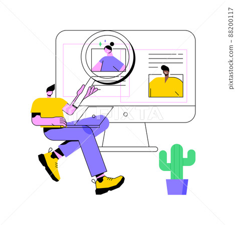 Virtual job fair abstract concept vector illustration. Virtual recruitment agency, online hiring event, digital hr, job proposal, vacancy fair website, build professional career abstract metaphor. 88200117